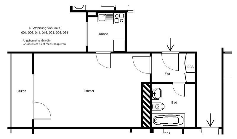 Etagenwohnung Frankfurt am Main Fechenheim - 1 Zimmer, 36 m&sup2;, 611&euro; | Angebot:25791065