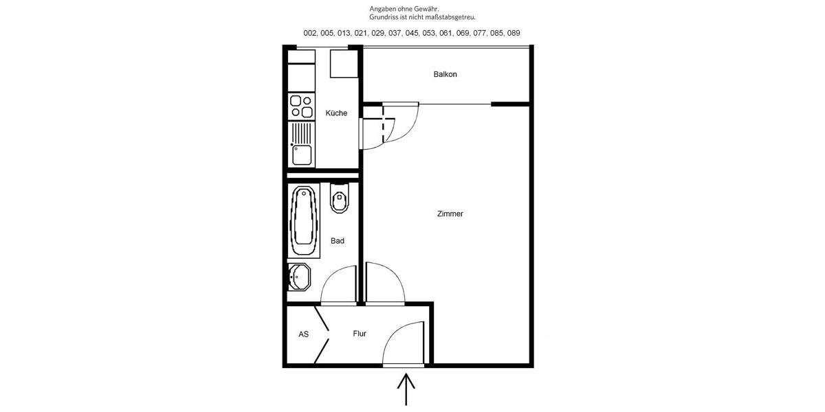 Etagenwohnung Frankfurt am Main Nord-West - 1.5 Zimmer, 36 m&sup2;, 519&euro; | Angebot:24855678