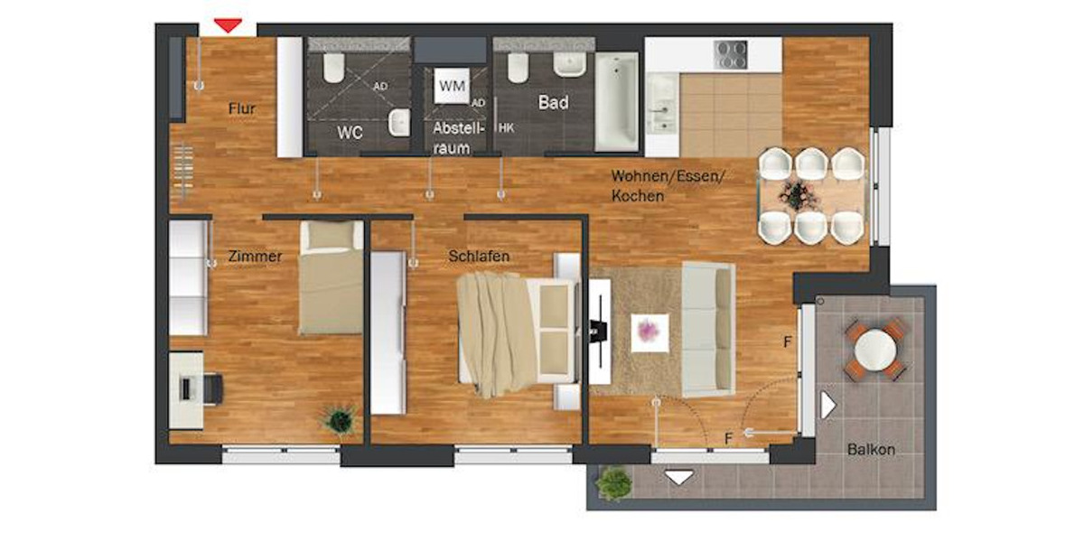 Etagenwohnung Frankfurt am Main Kalbach-Riedberg - 3 Zimmer, 83 m&sup2;, 1.700&euro; | Angebot:25737656