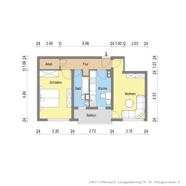 Gut geschnittene 2-Zimmerwohnung mit Balkon zimmer