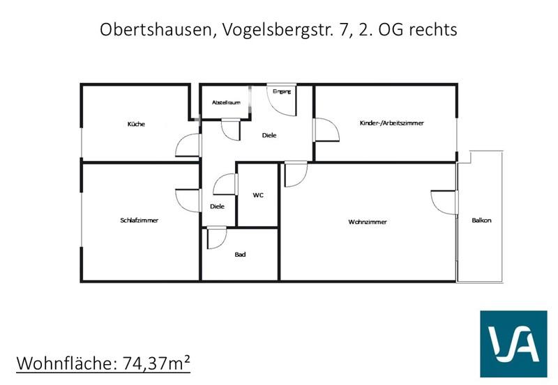 Etagenwohnung Obertshausen - 3 Zimmer, 74 m&sup2;, 819&euro; | Angebot:25792622