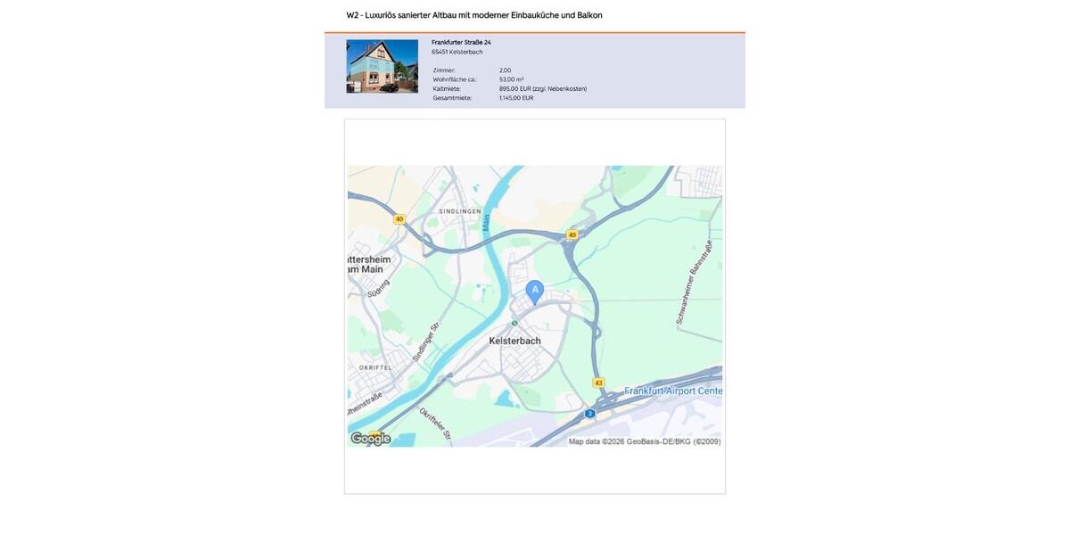 Etagenwohnung Kelsterbach - 2 Zimmer, 53 m&sup2;, 1.145&euro; | Angebot:25662532