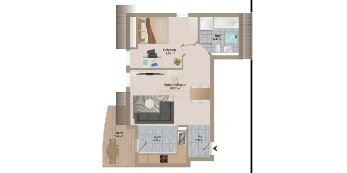 Etagenwohnung Bad Vilbel - 2 Zimmer, 48 m&sup2;, 239.000&euro; | Angebot:25928740