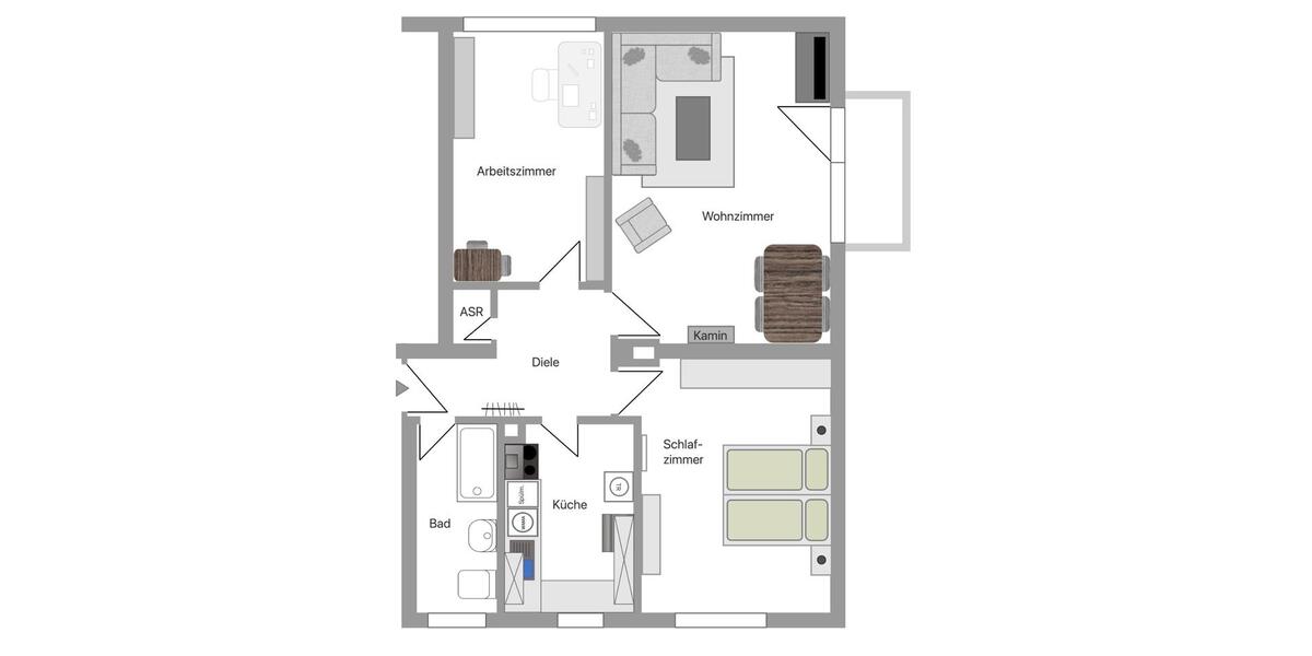 Etagenwohnung Frankfurt am Main Niederrad - 3 Zimmer, 64 m&sup2;, 1.174&euro; | Angebot:26227399