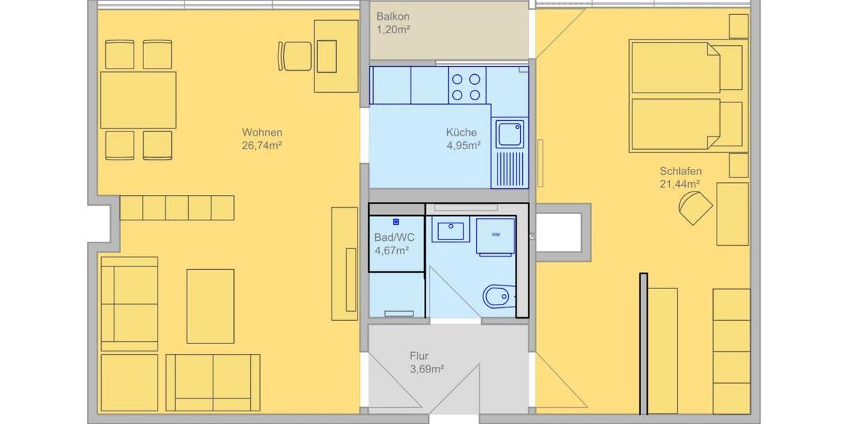 Etagenwohnung Rodgau - 2 Zimmer, 62 m&sup2;, 1.020&euro; | Angebot:26413116