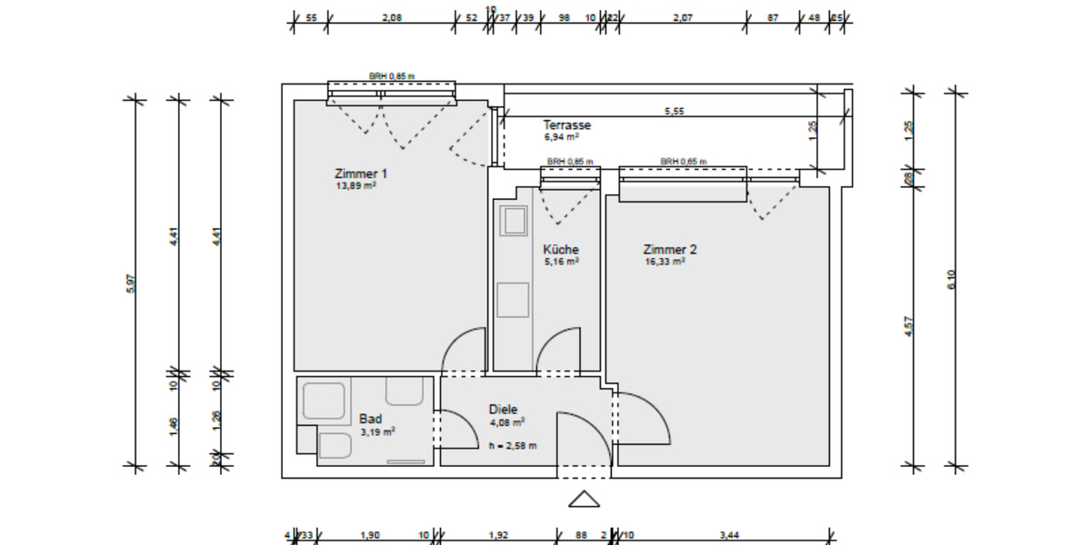 Etagenwohnung Frankfurt am Main Bergen-Enkheim - 2 Zimmer, 53 m&sup2;, 930&euro; | Angebot:25509906