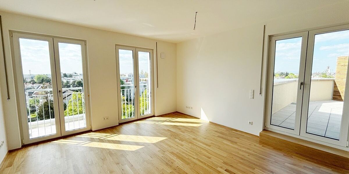 Helligkeit & Eichenholz: Barrierefreie 3-Zimmer-Wohnung mit West-Dachterrasse & Fernblick. - 3- Darmstadt Darmstadt/Vororte | Angebot:26221652
