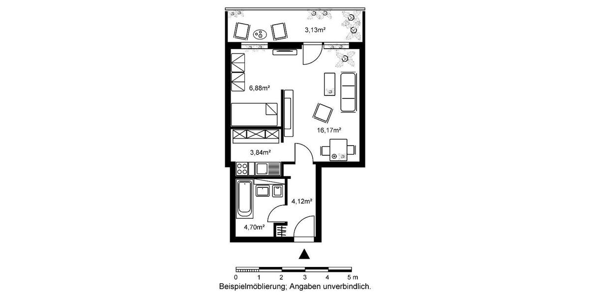 Etagenwohnung Frankfurt am Main Eschersheim - 1 Zimmer, 39 m&sup2;, 520&euro; | Angebot:26355512