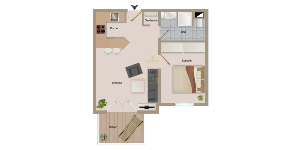 Etagenwohnung Frankfurt am Main Bonames - 2 Zimmer, 46 m&sup2;, 249.000&euro; | Angebot:25739431