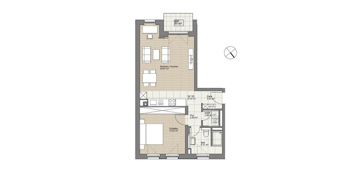 Etagenwohnung Frankfurt am Main Eschersheim - 2 Zimmer, 61 m&sup2;, 1.300&euro; | Angebot:25713304