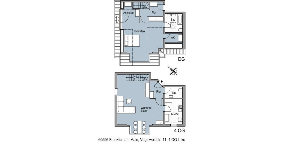 Etagenwohnung Frankfurt am Main Süd - 2 Zimmer, 89 m&sup2;, 1.473&euro; | Angebot:26106062