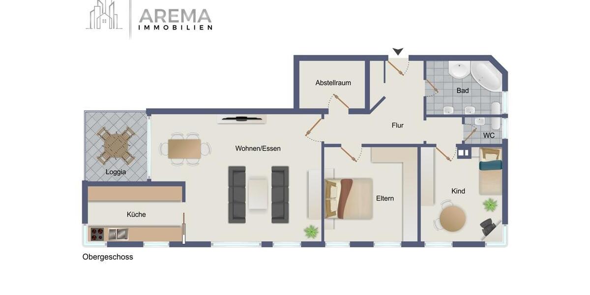 Etagenwohnung Rodgau - 3 Zimmer, 91 m&sup2;, 1.200&euro; | Angebot:26407669