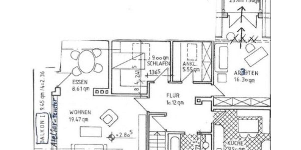 Dachgeschoßwohnung Schöneck - 4 Zimmer, 94 m&sup2;, 1.150&euro; | Angebot:25354710
