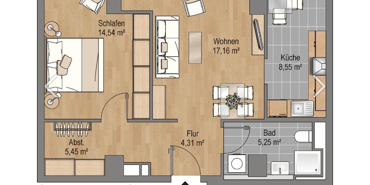 Etagenwohnung Frankfurt am Main Niederrad - 2 Zimmer, 56 m&sup2;, 845&euro; | Angebot:25640933