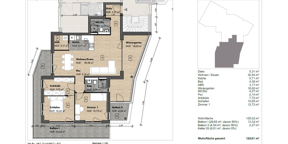 Etagenwohnung Eppstein Bremthal - 4 Zimmer, 120 m&sup2;, 627.000&euro; | Angebot:25691951