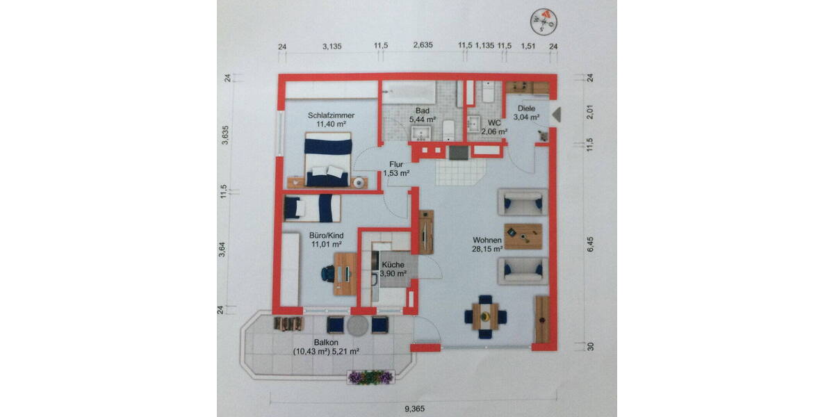 Etagenwohnung Frankfurt am Main Sachsenhausen - 3 Zimmer, 72 m&sup2;, 425.000&euro; | Angebot:26217985