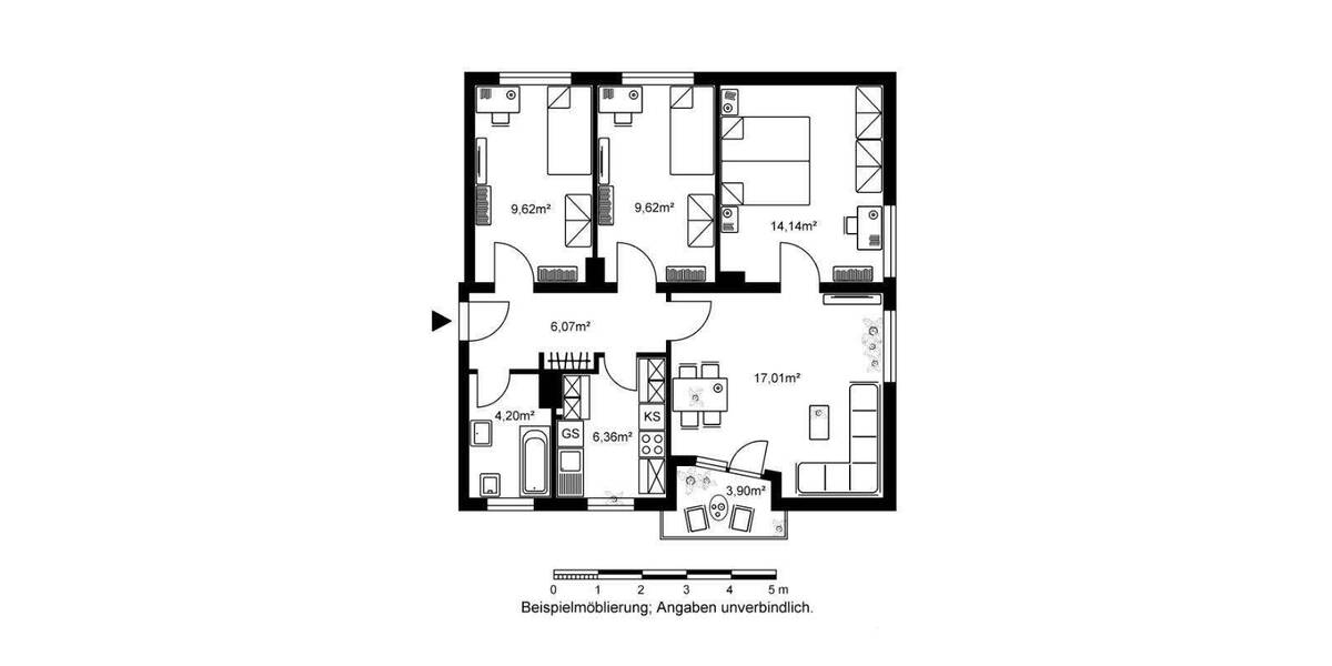 Etagenwohnung Bad Vilbel Siedlung Heilsberg - 4 Zimmer, 70 m&sup2;, 886&euro; | Angebot:25695808