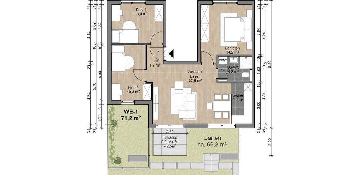 Etagenwohnung Offenbach am Main Bürgel - 4 Zimmer, 71 m&sup2;, 399.960&euro; | Angebot:26908460