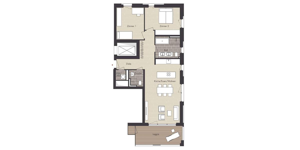 Etagenwohnung Offenbach am Main Hafen - 3 Zimmer, 101 m&sup2;, 695.000&euro; | Angebot:27157508