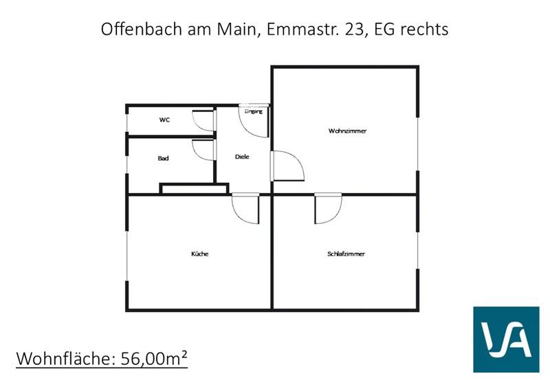Erdgeschoßwohnung Offenbach am Main Bieberer Berg - 2 Zimmer, 56 m&sup2;, 695&euro; | Angebot:26305585