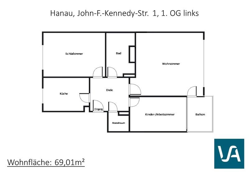 Schöne 3-Zimmer-Wohnung mit Balkon in Hanau-Großauheim zu vermieten 3 zimmer