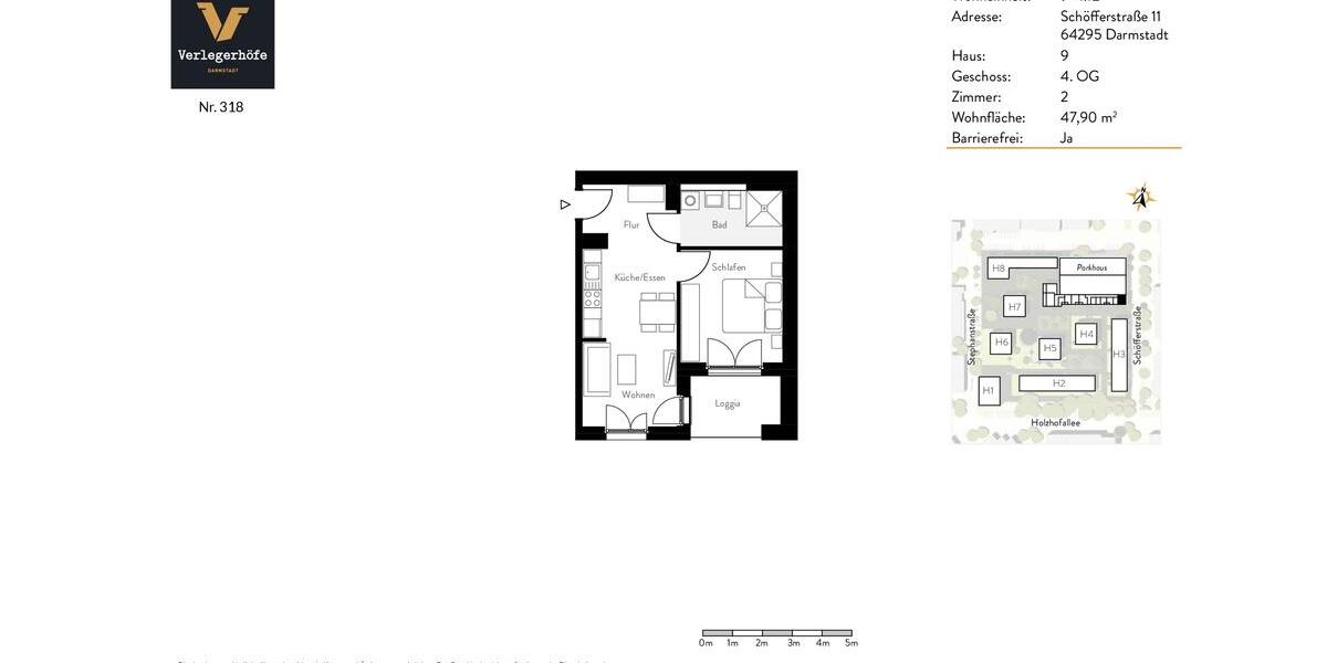 Etagenwohnung Darmstadt Darmstadt-West - 2 Zimmer, 48 m&sup2;, 1.075&euro; | Angebot:26299433