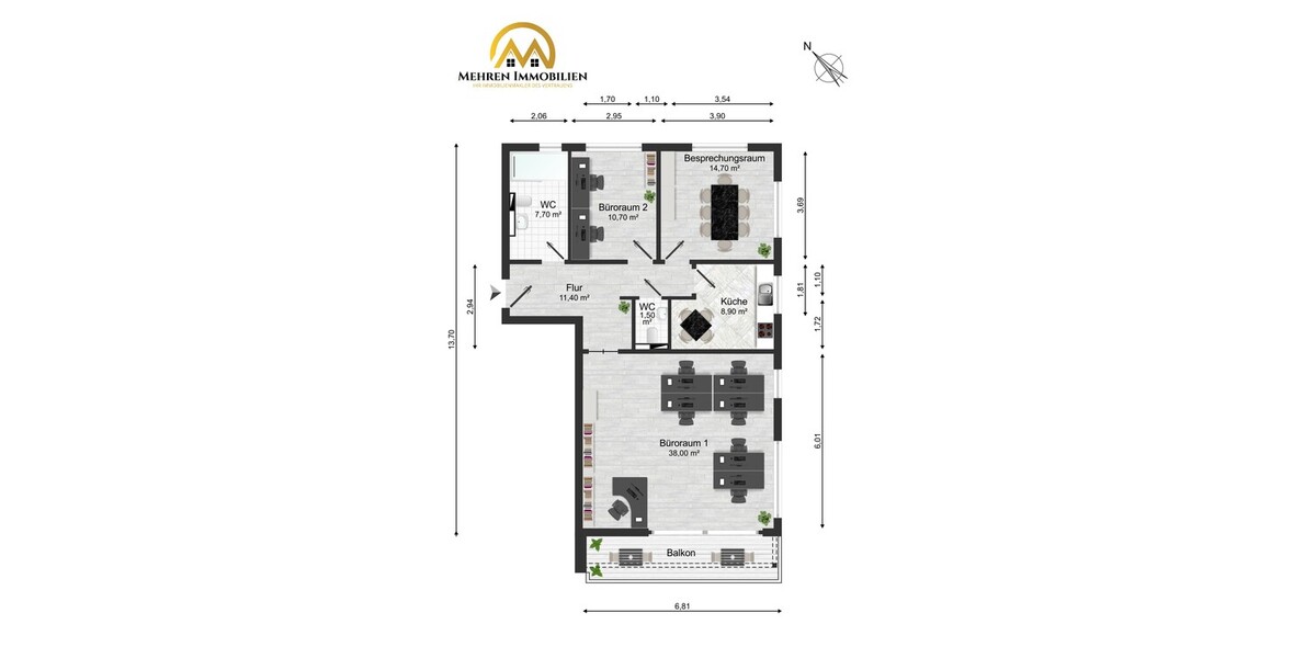 ***Effiziente Neubau-Büroeinheit – 3 Räume, Aufzug & moderne Ausstattung*** - Gewerbeobjekt Hochheim am Main | Angebot:26784166