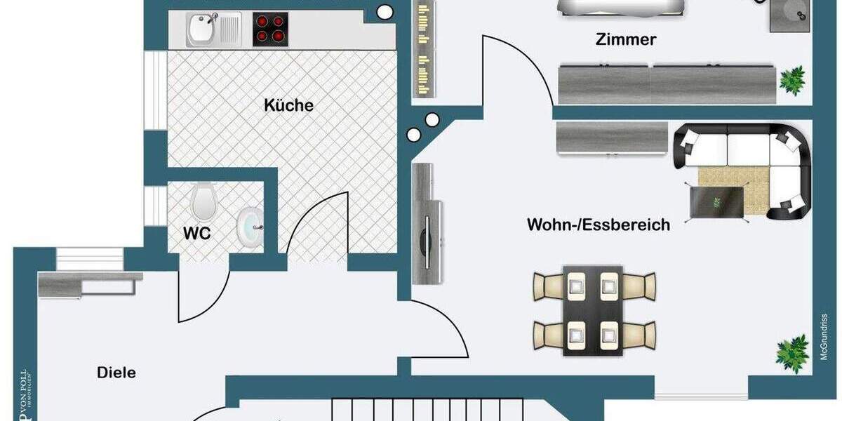 Einzigartige Zwei-Zimmer-Wohnung im Stilaltbau nahe der Berger Straße 2 zimmer