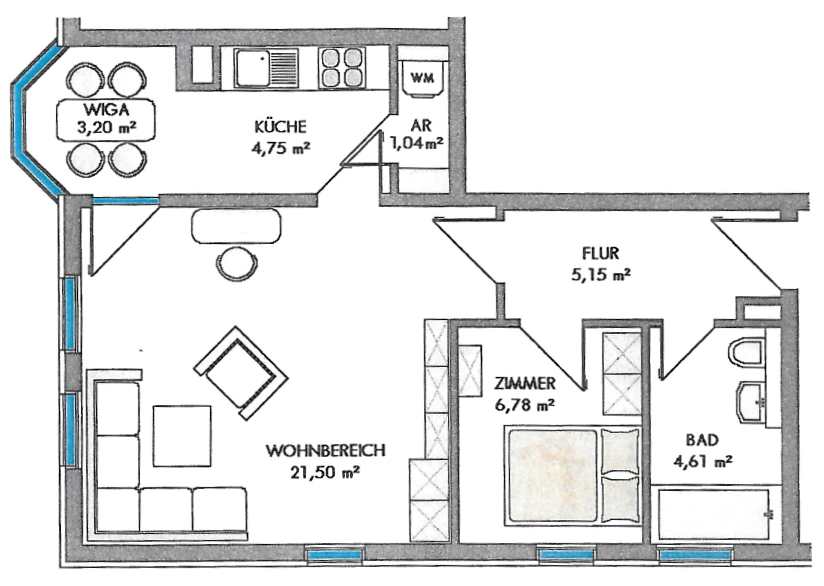 Etagenwohnung Frankfurt Nord-Ost - 2 Zimmer, 47 m&sup2;, 458.000&euro; | Angebot:26194018