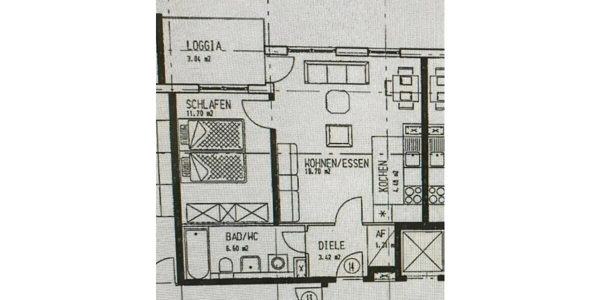 Etagenwohnung Frankfurt am Main Niederrad - 2 Zimmer, 51 m&sup2;, 1.230&euro; | Angebot:26413385