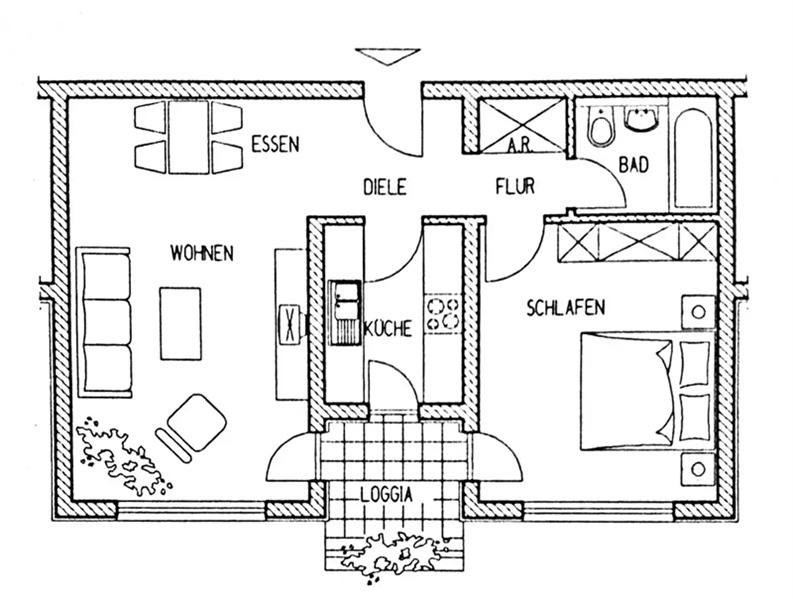 Etagenwohnung Frankfurt am Main Nieder-Eschbach - 2 Zimmer, 58 m&sup2;, 189.000&euro; | Angebot:25735316