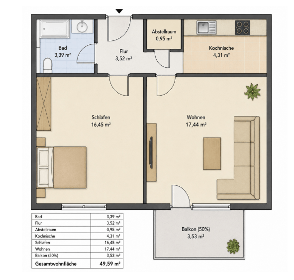 Wohnung zum Kaufen in Obertshausen 190.000 € 49.59 m² - Etagenwohnung Obertshausen | Angebot:25852336