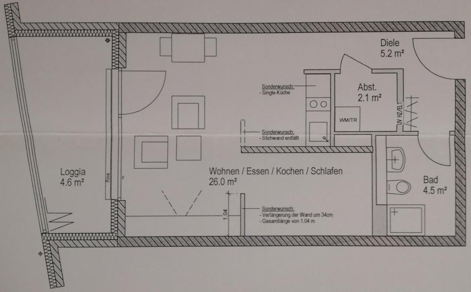 Hochparterre Frankfurt am Main Kalbach - 1.5 Zimmer, 43 m&sup2;, 309.000&euro; | Angebot:27078119