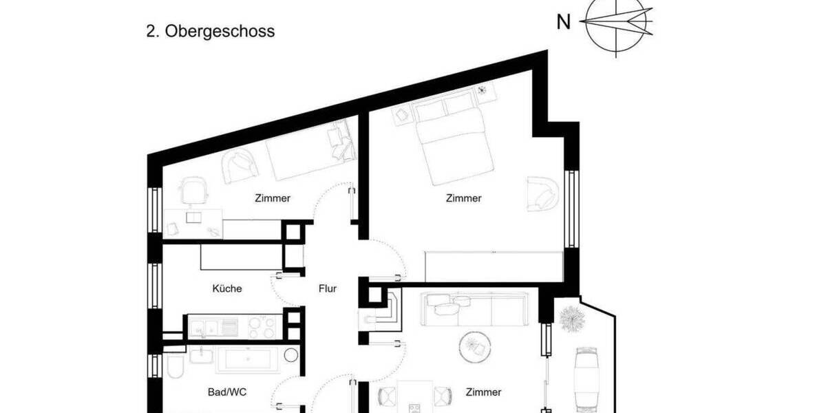 Etagenwohnung Frankfurt am Main Ostend - 3 Zimmer, 70 m&sup2;, 370.000&euro; | Angebot:25738495