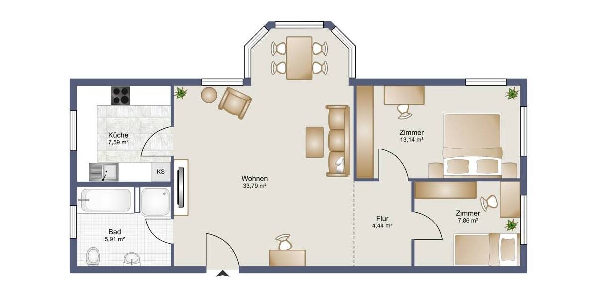 Etagenwohnung Hofheim - 3 Zimmer, 73 m&sup2;, 1.000&euro; | Angebot:26796268