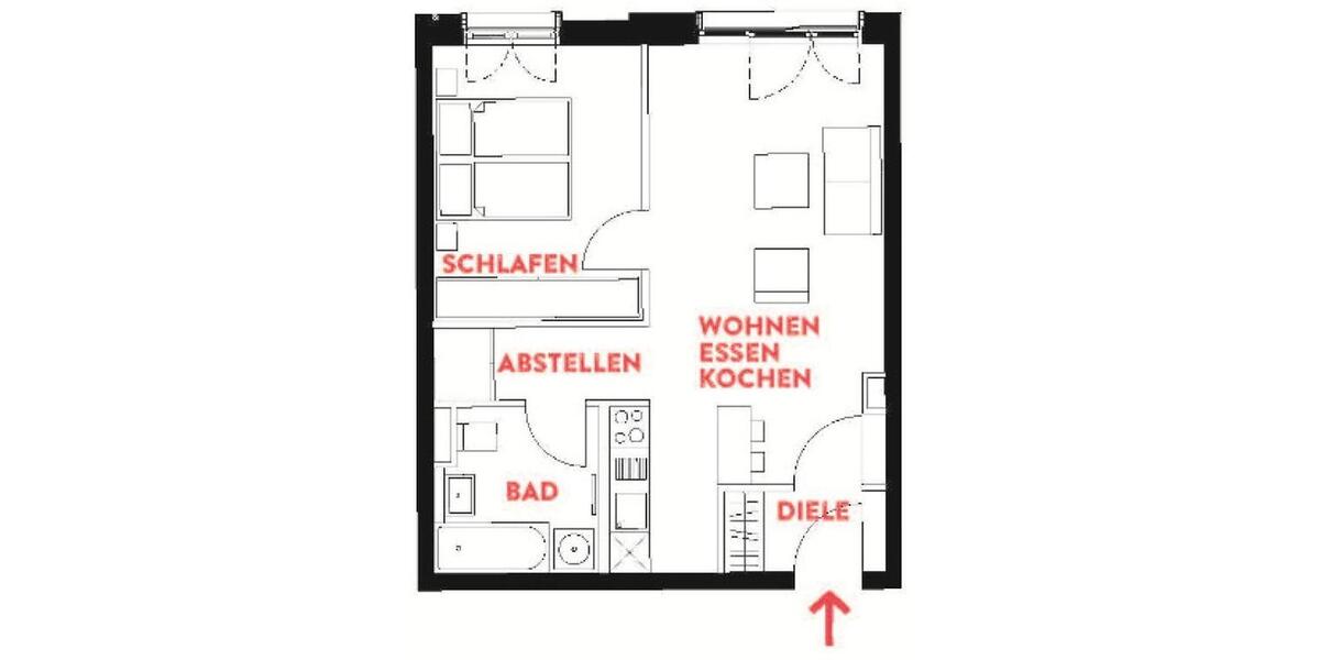 Etagenwohnung Frankfurt am Main Innenstadt 1 - 2 Zimmer, 55 m&sup2;, 1.360&euro; | Angebot:25293924