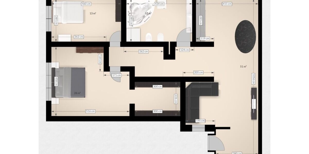 Möbliertes 3 Zimmer Design Apartment 3 zimmer