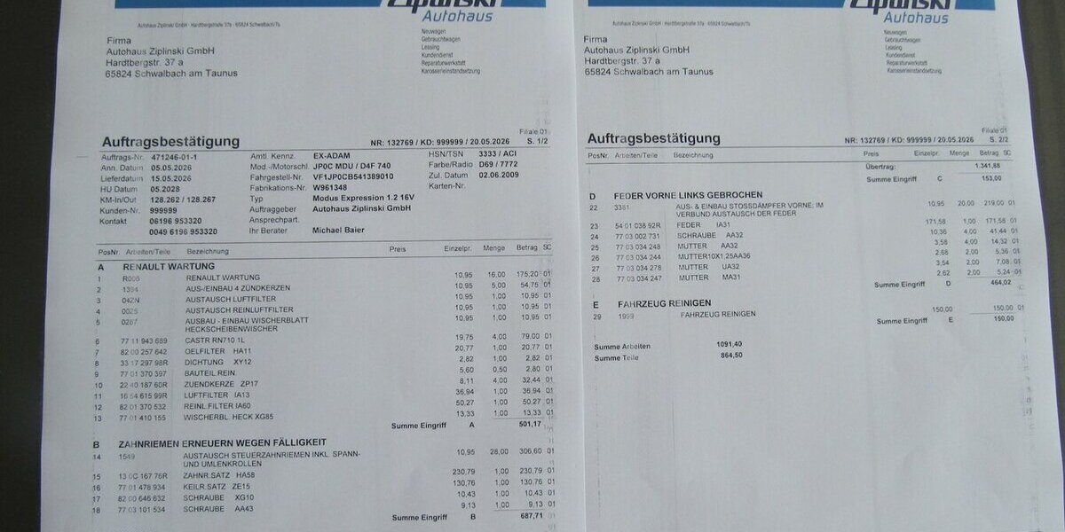 Renault Modus Avantage Insp+Zahnriemen TÜV AU NEU 128.277 km 3.930 &euro; Schwalbach/Taunus 65824
