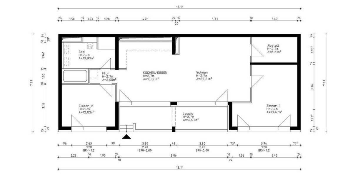 Etagenwohnung Frankfurt am Main Kalbach-Riedberg - 3 Zimmer, 103 m&sup2;, 615.000&euro; | Angebot:25051085