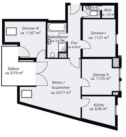 Etagenwohnung Frankfurt am Main Eckenheim - 4 Zimmer, 83 m&sup2;, 495.000&euro; | Angebot:25209914
