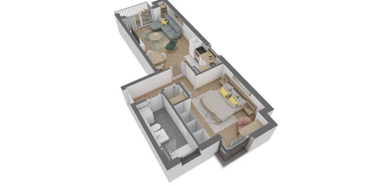 Etagenwohnung Offenbach am Main Bürgel - 2 Zimmer, 46 m&sup2;, 264.960&euro; | Angebot:26908461