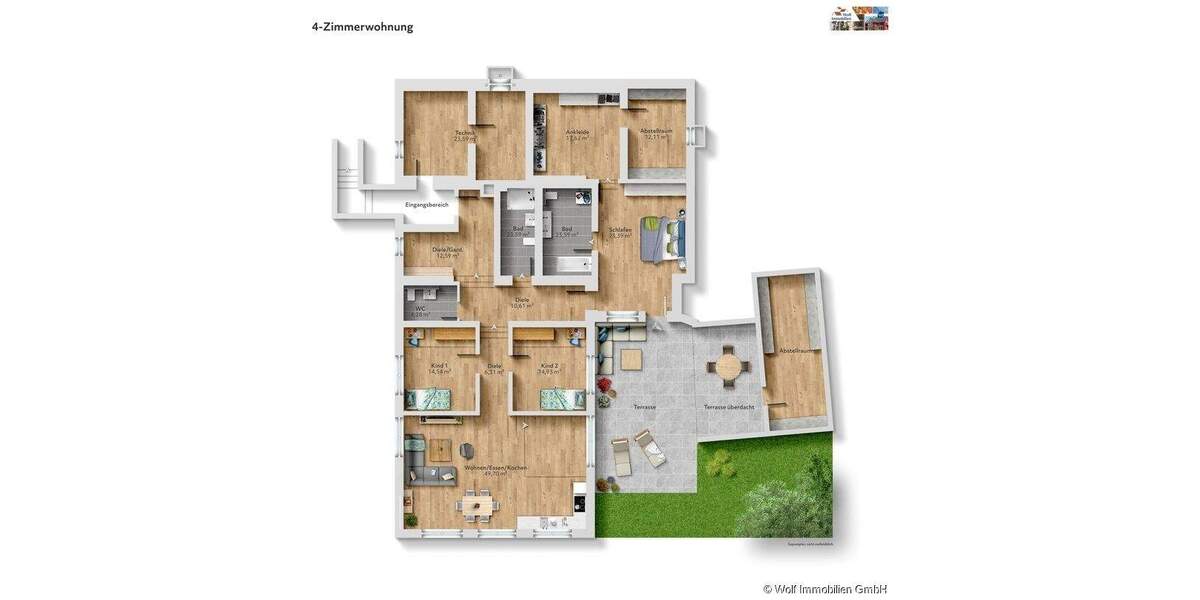 Etagenwohnung Karben Klein-Karben - 3 Zimmer, 170 m&sup2;, 2.050&euro; | Angebot:25665203
