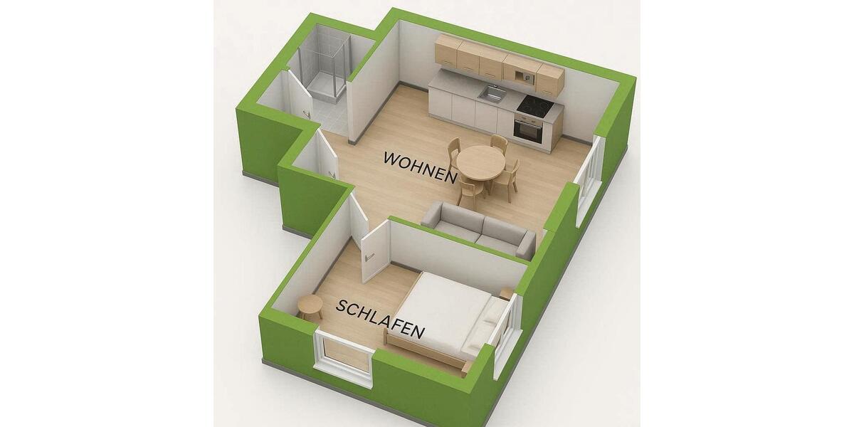 Etagenwohnung Dieburg - 2 Zimmer, 45 m&sup2;, 149.000&euro; | Angebot:26958577