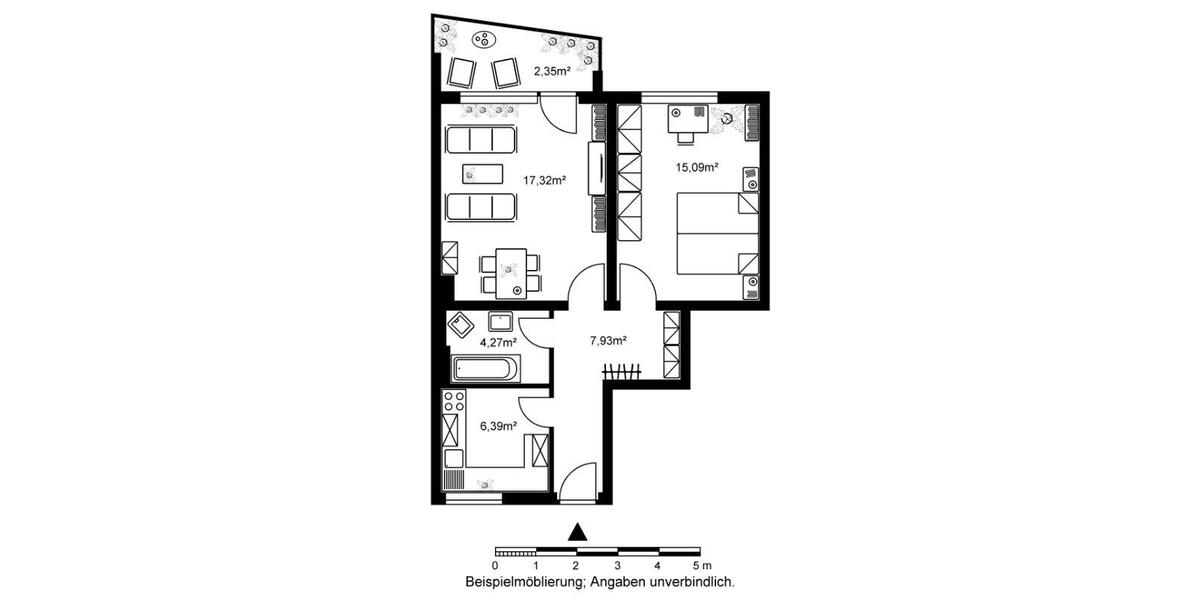 Etagenwohnung Frankfurt am Main Nord-Ost - 2 Zimmer, 53 m&sup2;, 655&euro; | Angebot:26190533