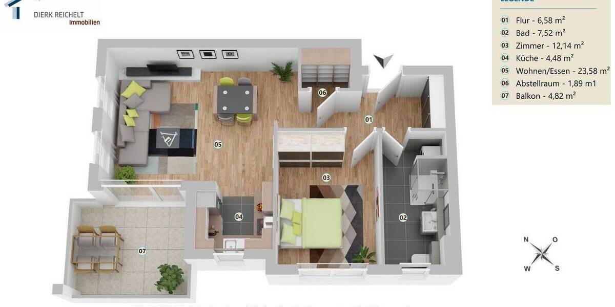 Etagenwohnung Flörsheim - 2 Zimmer, 314.000&euro; | Angebot:26585743