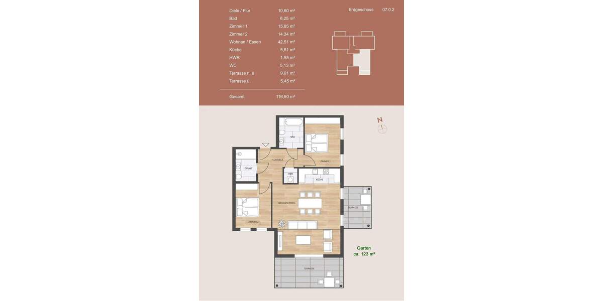 Etagenwohnung Karben Groß-Karben - 3 Zimmer, 116 m&sup2;, 1.780&euro; | Angebot:25691057