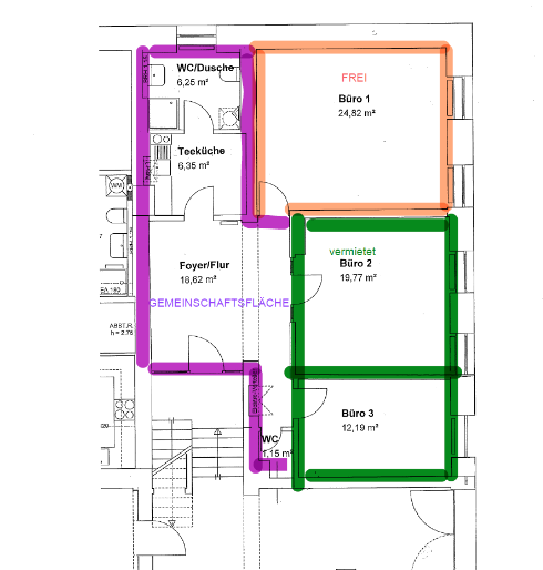 Büro zur Untermiete: 25 m² separater Raum mit Gemeinschaftsflächen - All-in-Miete zimmer