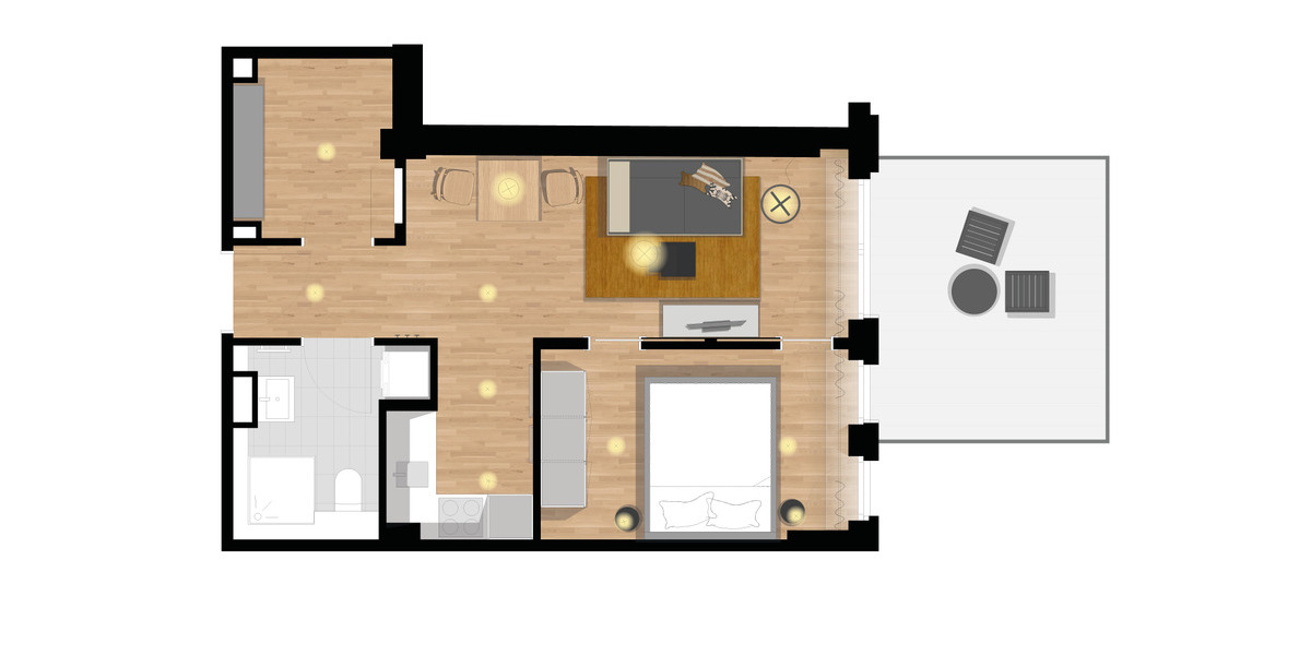 Furnished: 2-Room-Apartment with terrace 2 zimmer