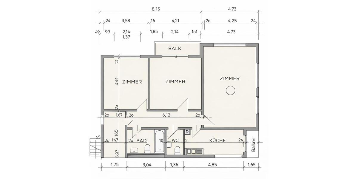 Etagenwohnung Hanau Kesselstadt - 3 Zimmer, 97 m&sup2;, 269.000&euro; | Angebot:26222705