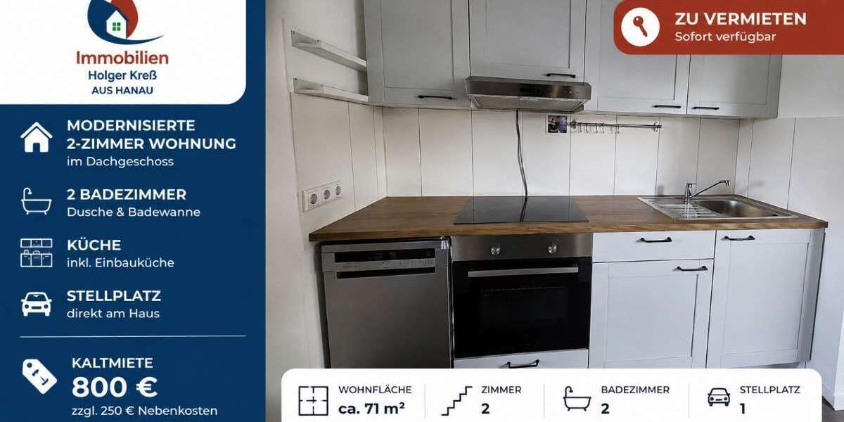 Etagenwohnung Hanau Großauheim - 2 Zimmer, 71 m&sup2;, 800&euro; | Angebot:26819705
